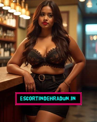 Premium Driti in black deep V dress posing in hotel room for Dehradun celebrity escorts